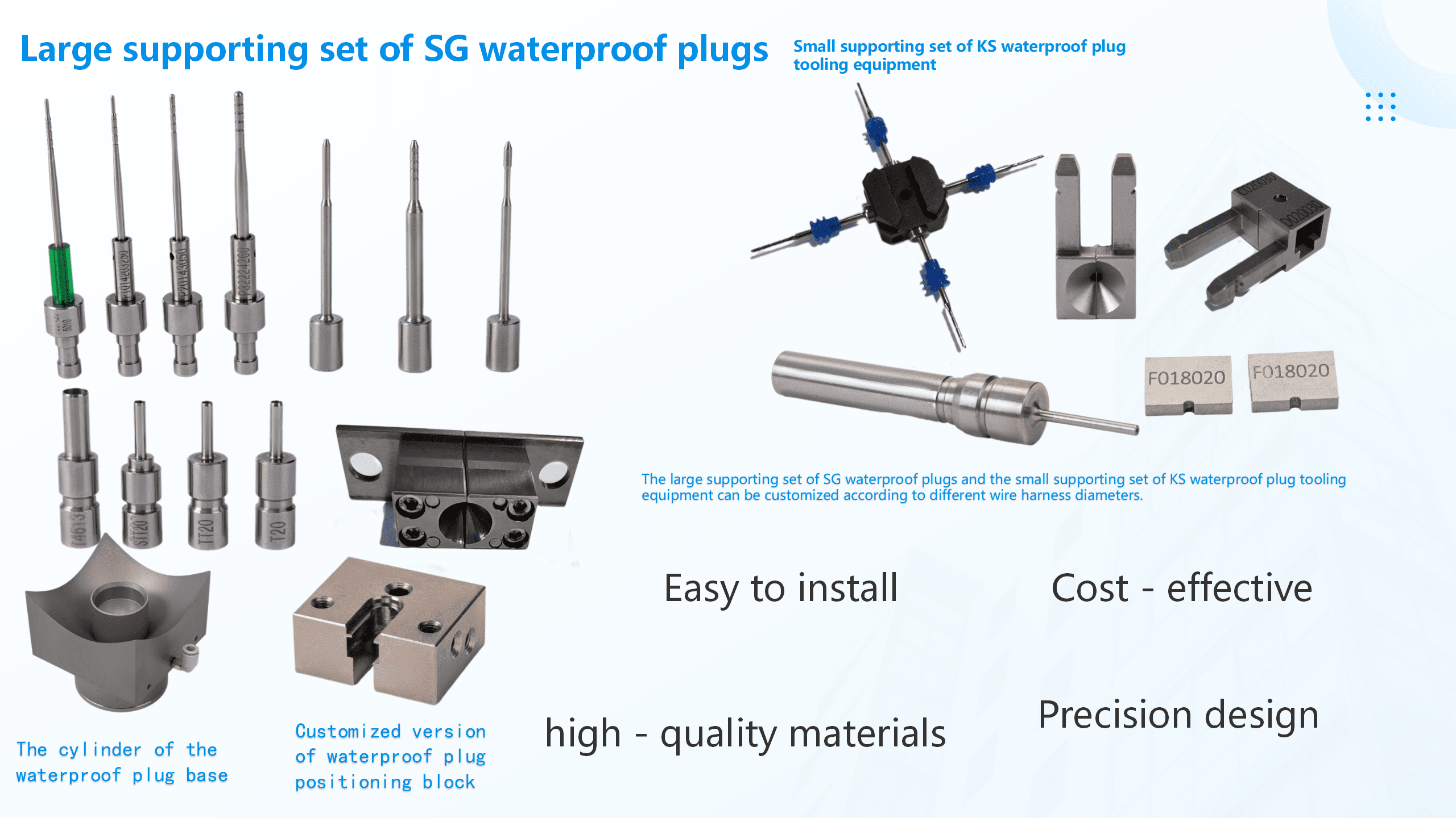 Large supporting set of SG waterproof plugs