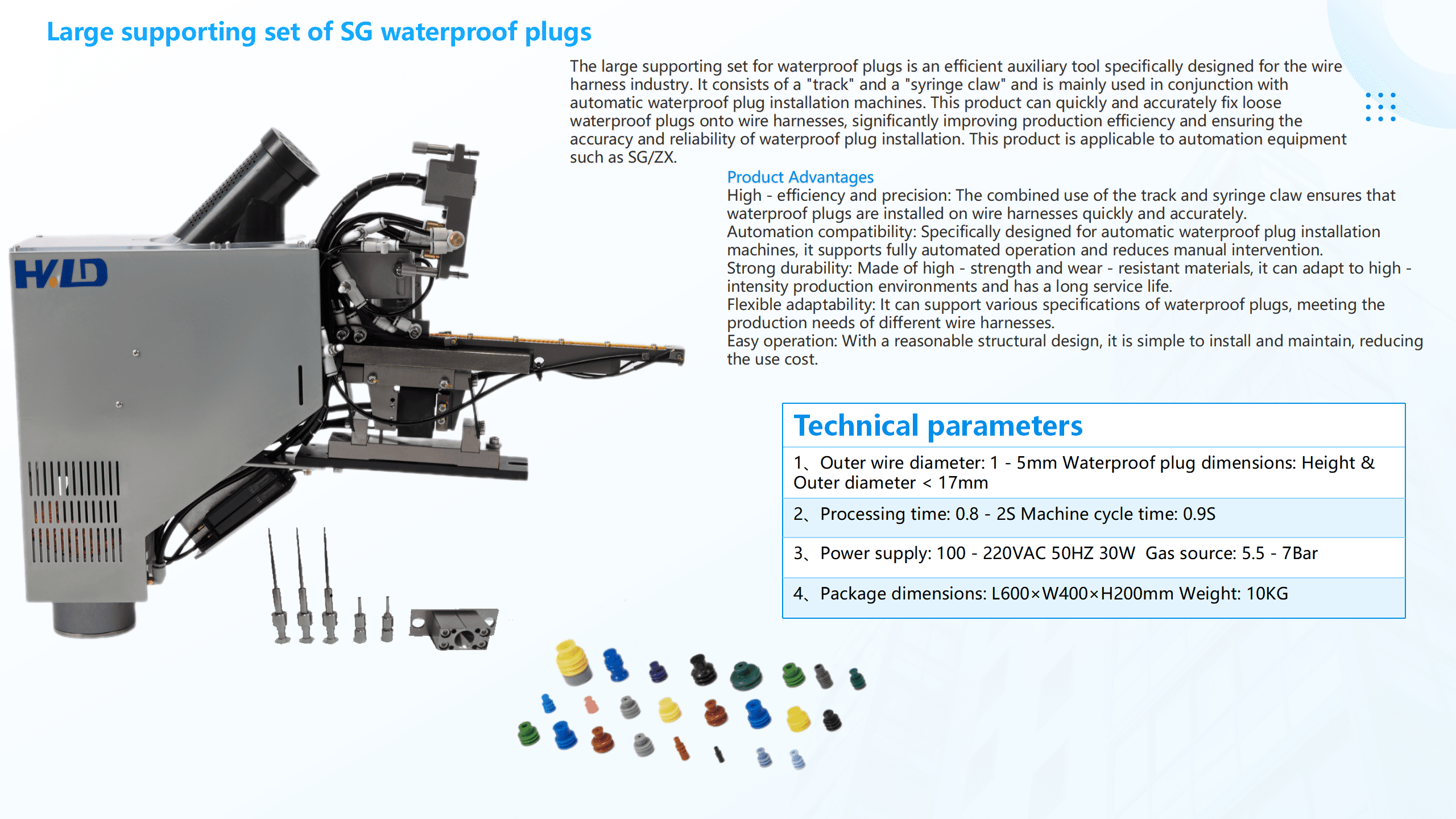 Large supporting set of SG waterproof plugs