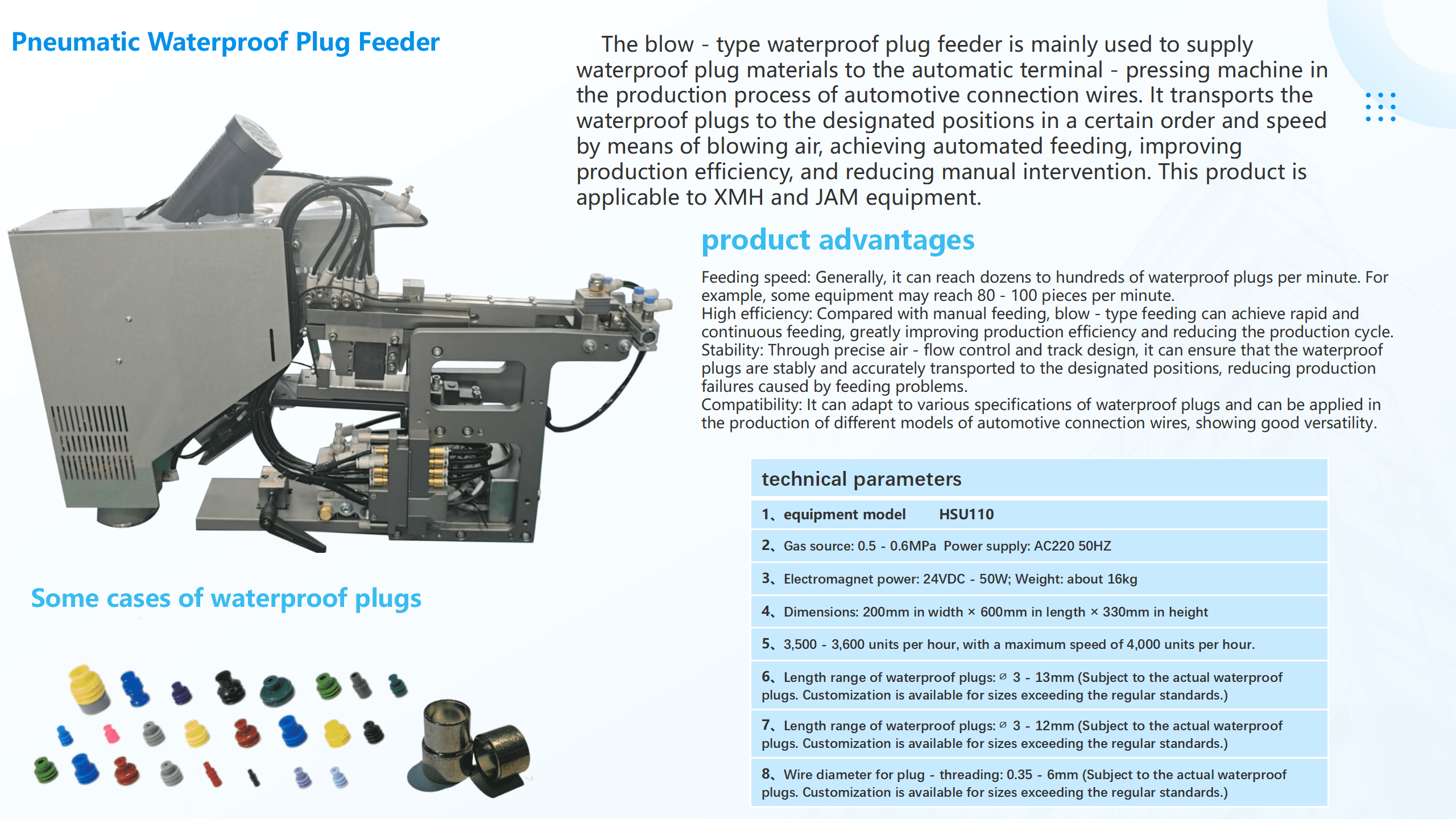 Pneumatic Waterproof Plug Feeder